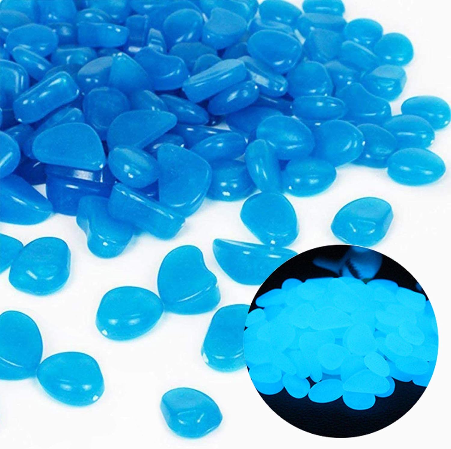 Aquarium Plant Nursery - Fish Tank Rocks Glow Blue Pebbles