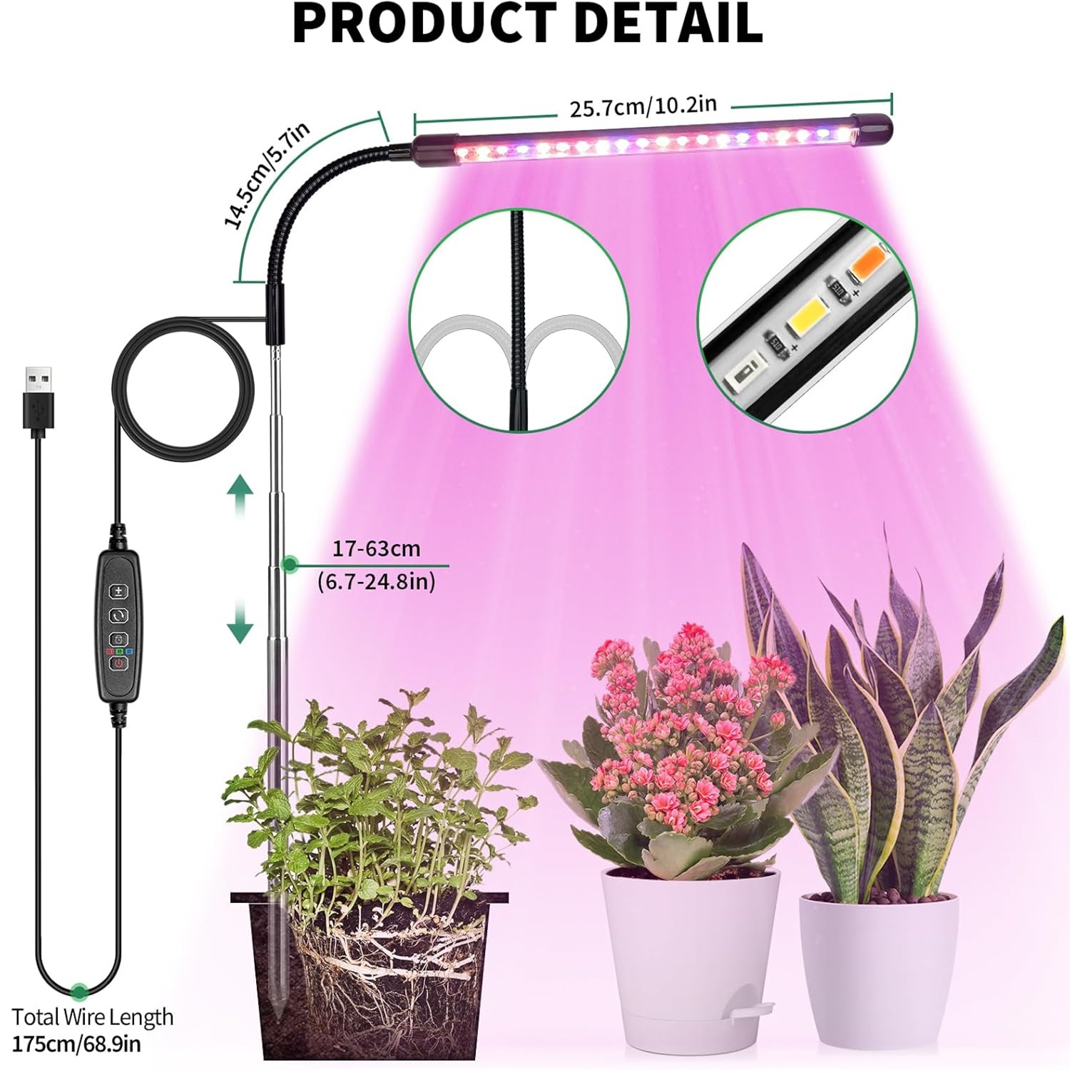 3Colors USB Grow Lamp Plant Fu - огляд і ціна Led Planted Tank Light