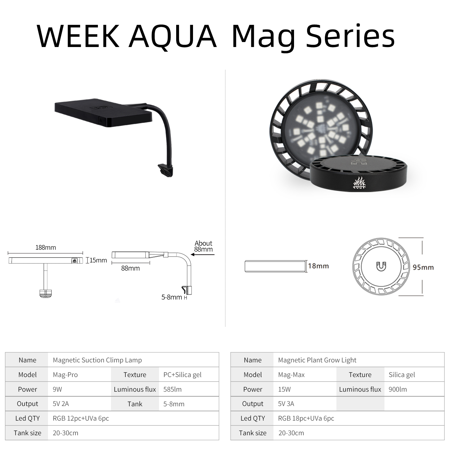 WEEK AQUA Mag Pro Mag Max Nano - огляд і ціна Aquarium Plant Grow Light